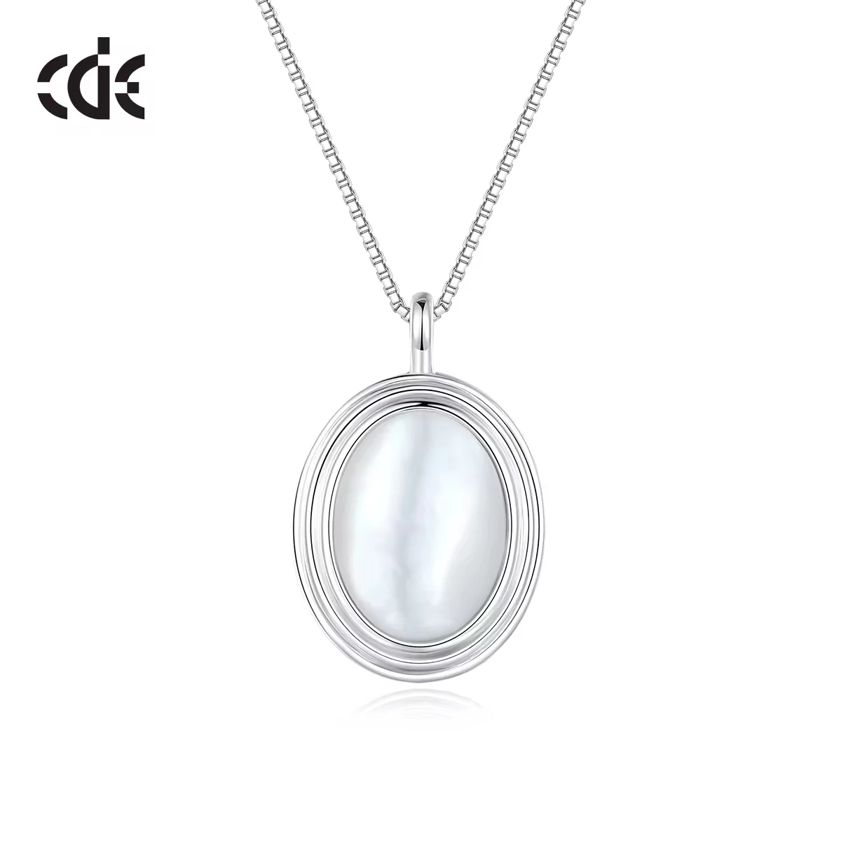CDE PRYN007 Luxury 925 Silver Jewelry Necklace Wholesale Rhodium Plated Mother Of Pearl Shell Women Oval Shaped Necklace
