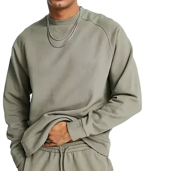 High Quality Grey Sweatshirt For Men Pullover Hoodies Ribbed Panels Vintage Men's Sweatshirt Men's Hoodies