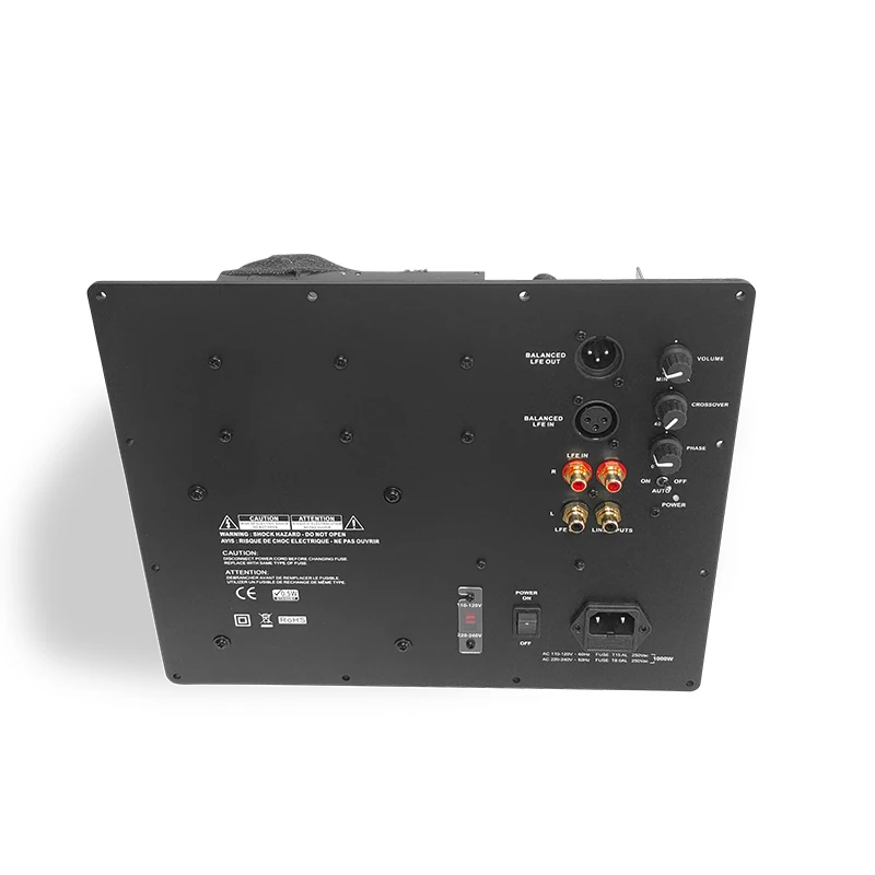 Class D Subwoofer Amplifier Board with 4 Ohm Output Impedance 30-200 Hz Frequency Response and Toroidal Power Supply