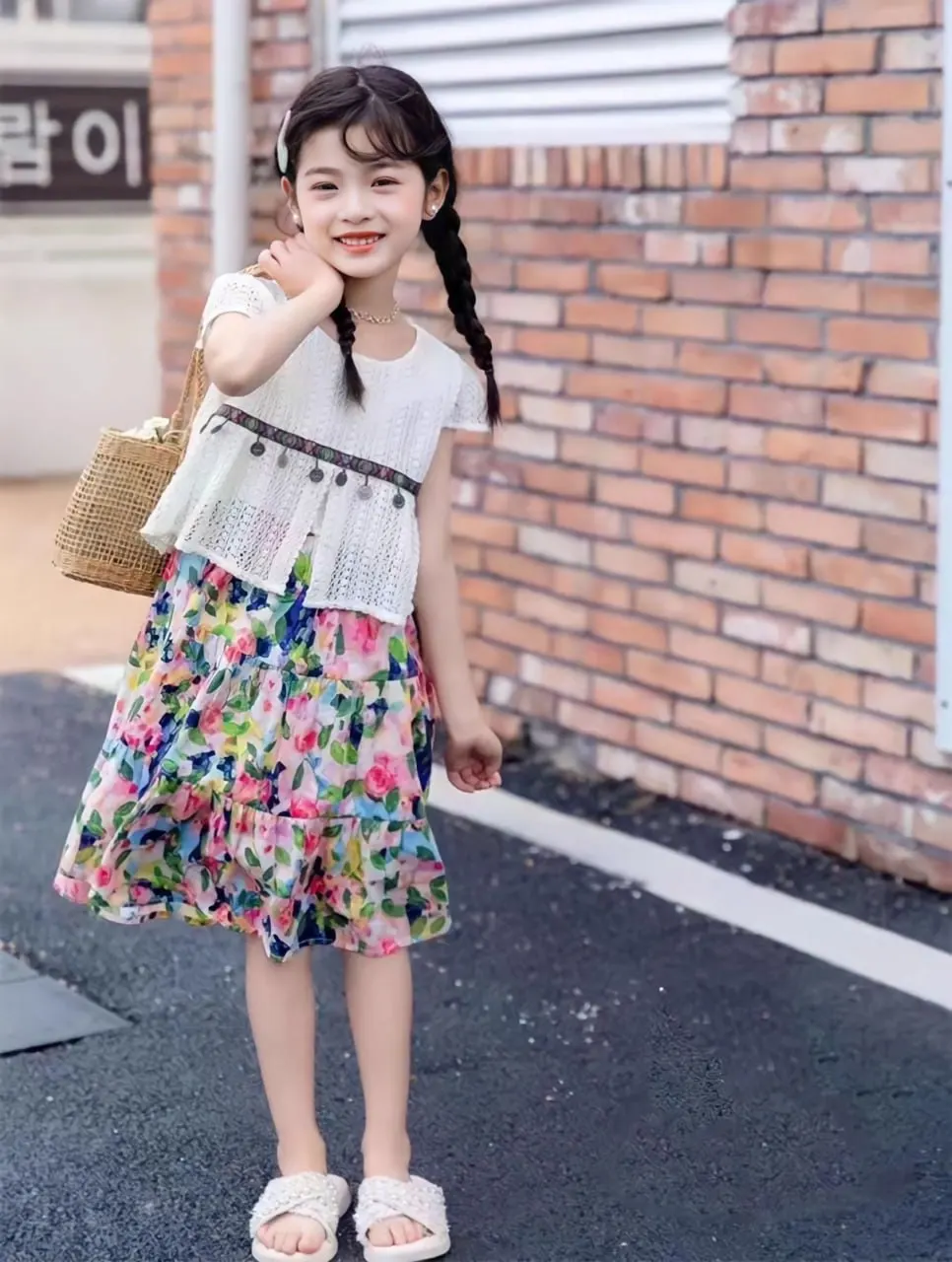 Hot selling girls dress summer dress western style skirt dress girls skirt fashion baby 3-8 years old material cotton material