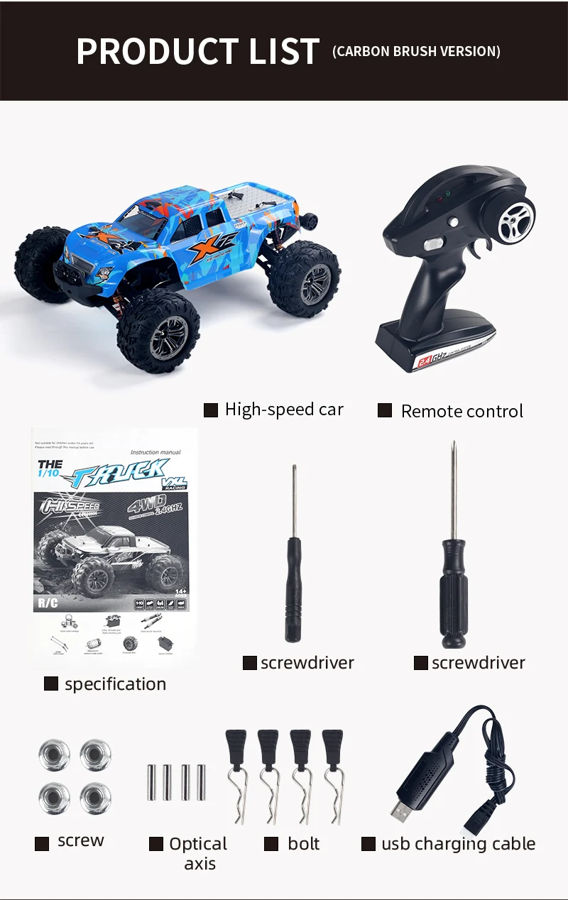 RTR Rugged RC Truck 1:12 Scale 35km/h High-Speed Car with Metal Frame & 2.4Ghz Remote Off-Road Adventure Gift for Teens & Adults