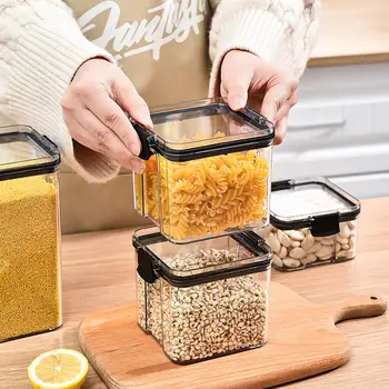 Pasta Seal Plastic Transparent Large Grain Dry Food Clear Kitchen Plastic Airtight Food Storage Cereal Container With Lids