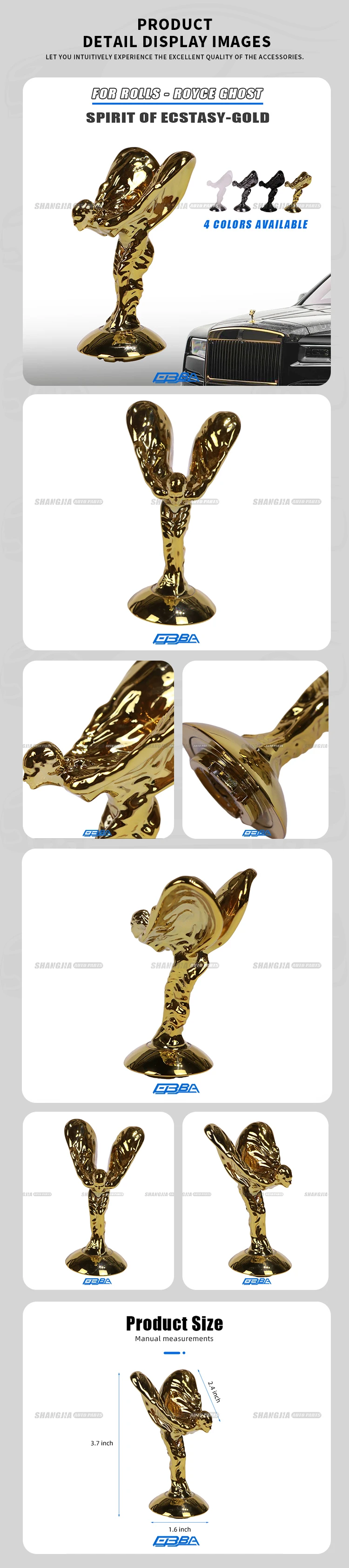 product silica composite standing logo for rolls royce cullinan dawn ghost phantom wraith 51137307270 flying goddess logo stand design150846121557-3