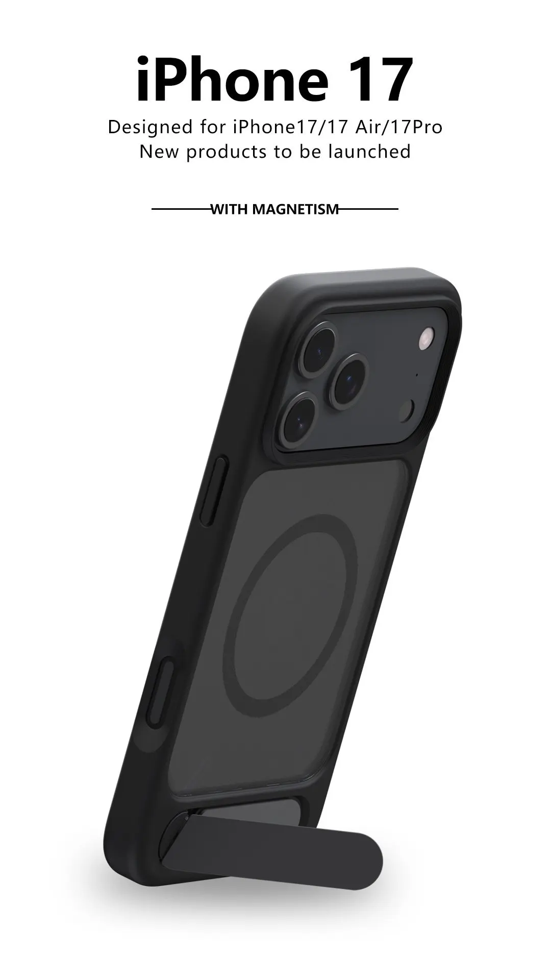 product trapezoidal stand magnetic soft touch finish phone case for iphone 17 16 series-7