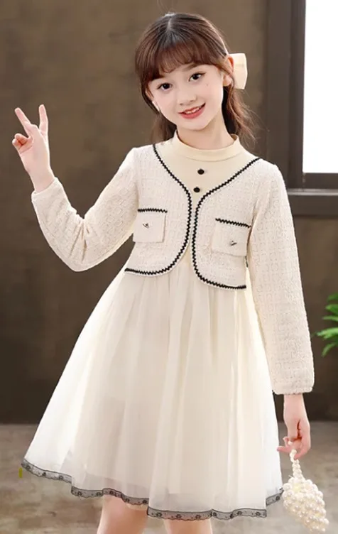 White Tulle Pleated Chest Formal Flower Girl Dress Kids Party Dress Princess Birthday Dress