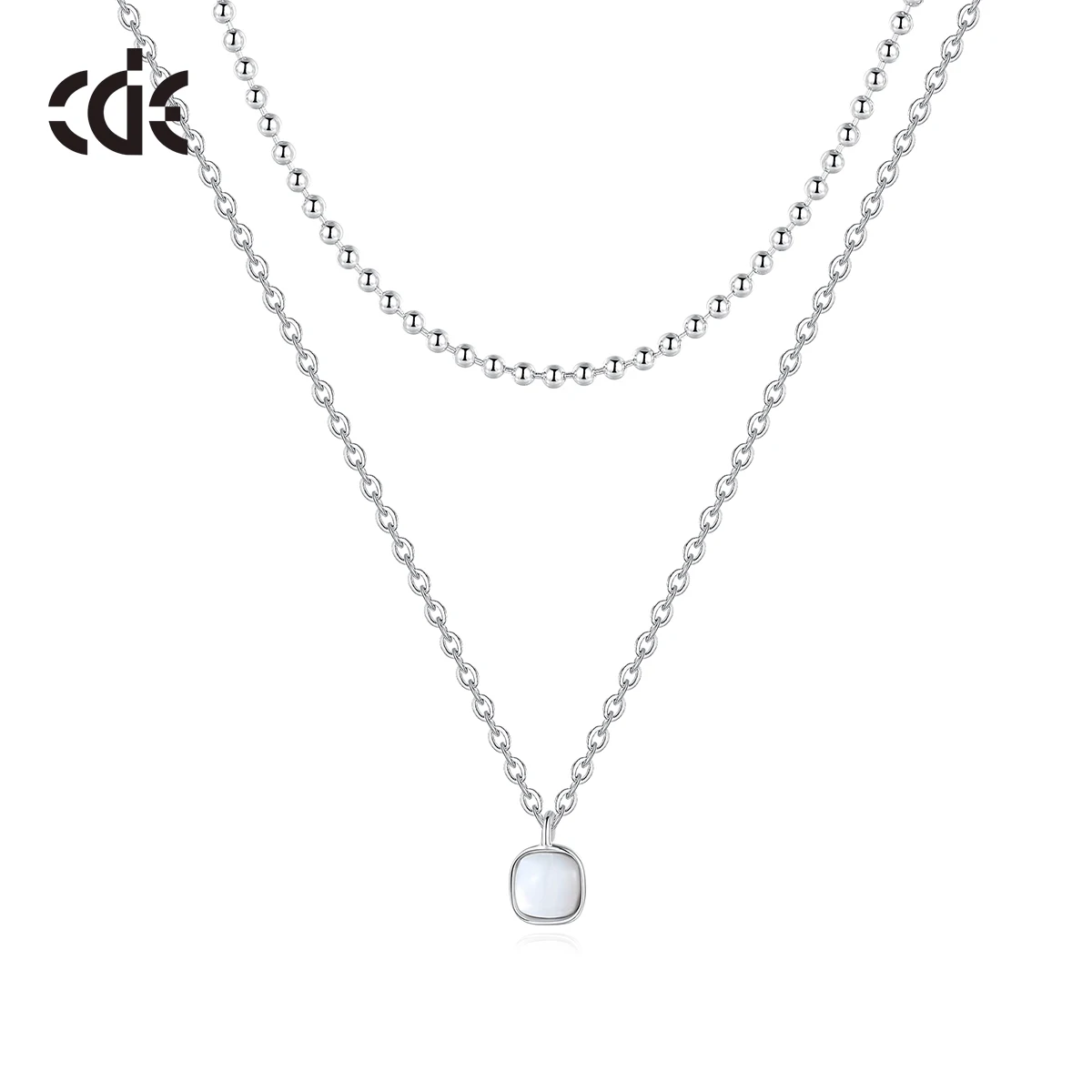 CDE PRYN008 Simple 925 Sterling Silver Jewelry Pearl Shell Necklace Wholesale  Woman Shell Double layer Bead Ball Chain