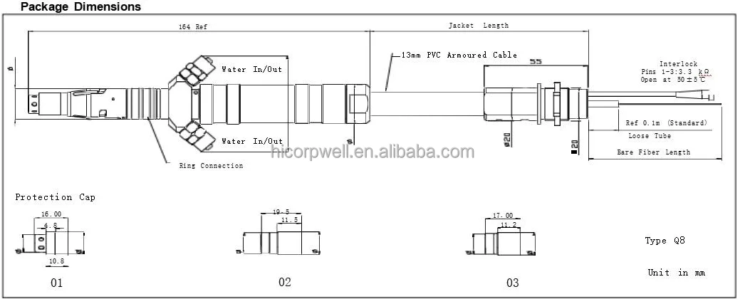 High Power Laser Fiber Cable with 20/25/50UM Core Diameter 16/20M Length and 1080nm Wavelength for Industrial Applications