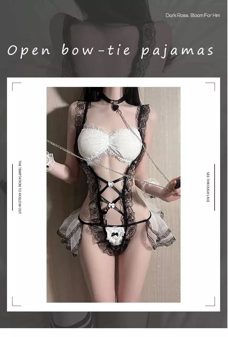 Fuyu Erotic Sweet Maid Cosplay Sexy Mesh Lingerie Uniform Suit