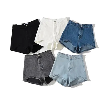 Summer Women's new style butt-lift skinny denim shorts stretchy tassels hot jeans pants
