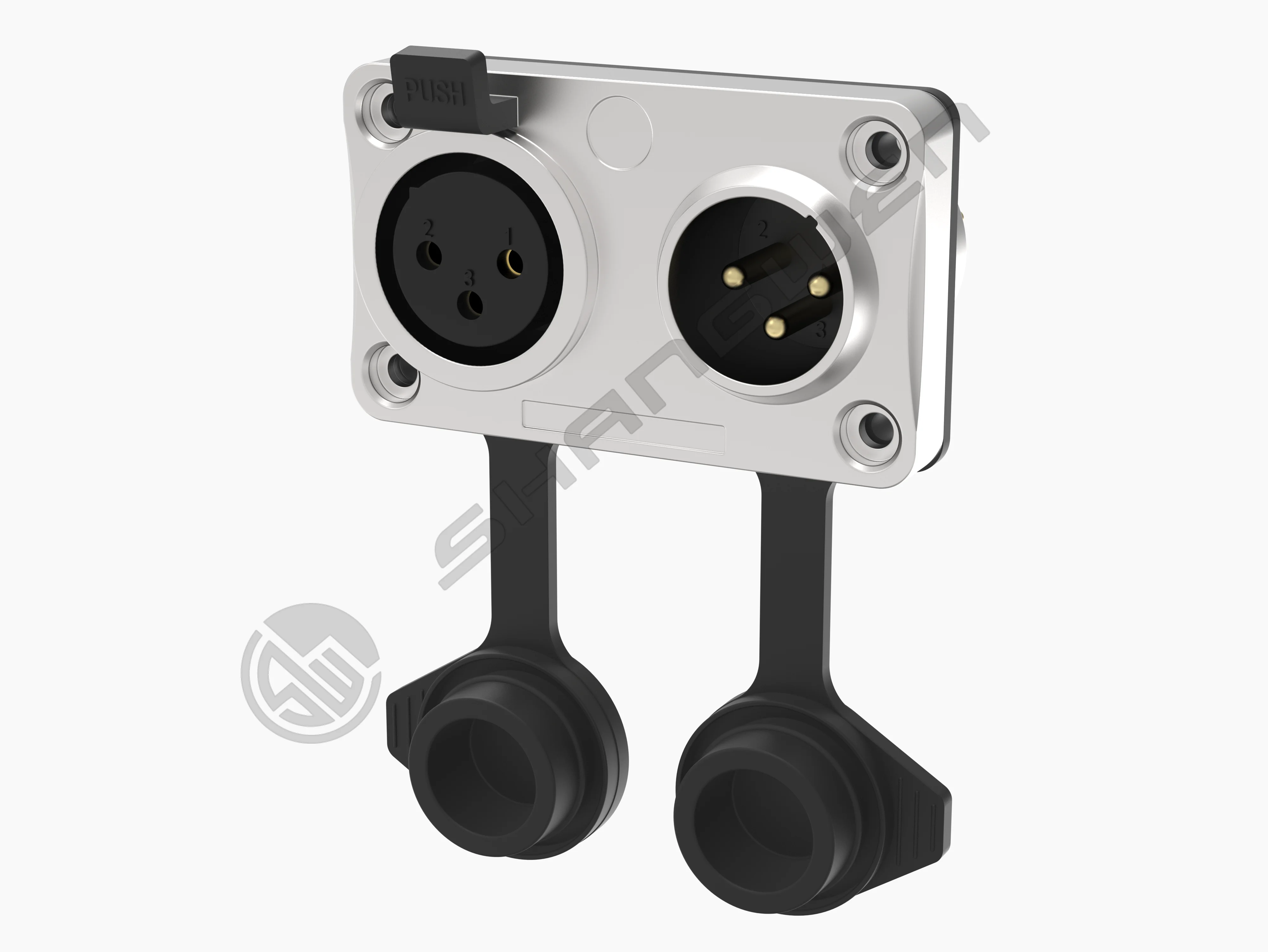 Outdoor 2-XLR 3-Pin Female Metal AV XLR 3 Pole Male Socket Connector 3 Pin Panel Mount XLR Socket Outdoor AV Equipment IP65