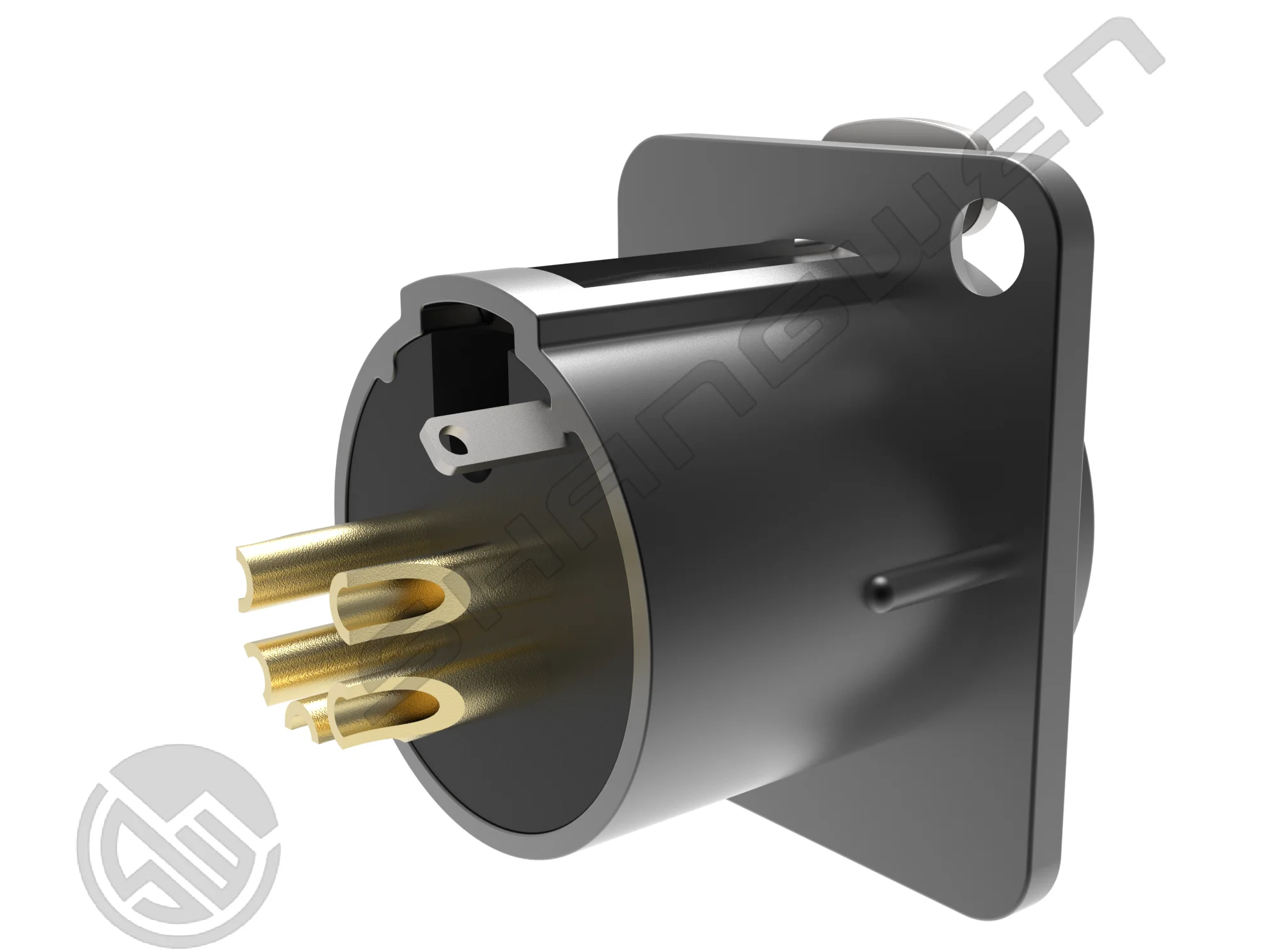 IP40 Indoor Audio Cable Plug 5-Pin XLR Female Socket Connector with 3.5mm Gold Conductor XLR-5P Female 5 Pin Panel-mount Socket