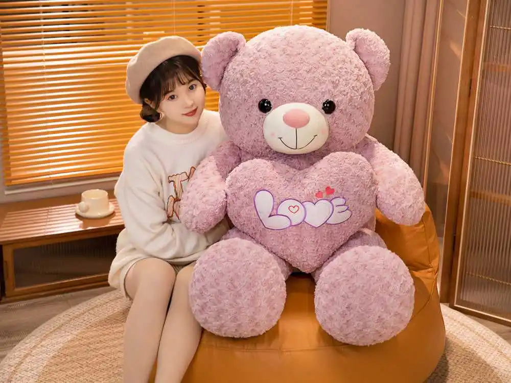 Wholesale New Fashion Valentine Fancy Hold The Heart Stuffed Animal Teddy Bear Plush Toy Soft Pillow For Girlfriend Gift