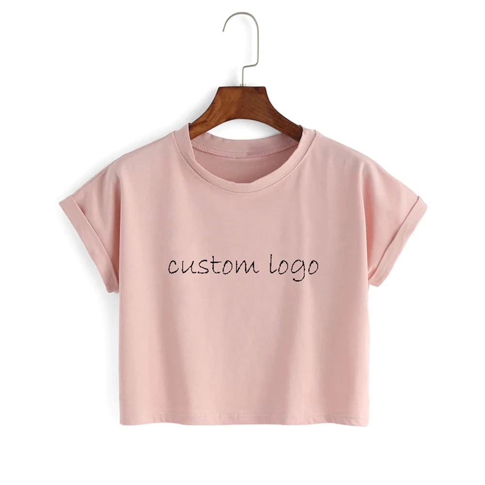 Summer Crop Top T Shirts Antipilling Breathable Casual Outdoor Wear T Shirts O-Neck Cotton T Shirts With Customized Colors
