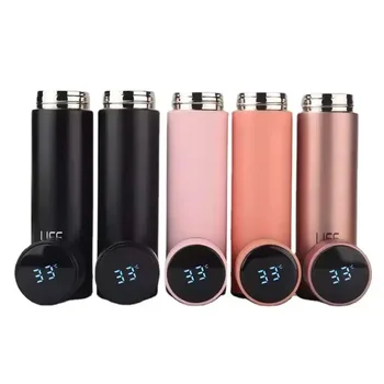 Free Sample 500ml Stainless Steel Double Wall Smart Cup Vacuum Insulated Thermal Flask Temperature Display Led Thermos