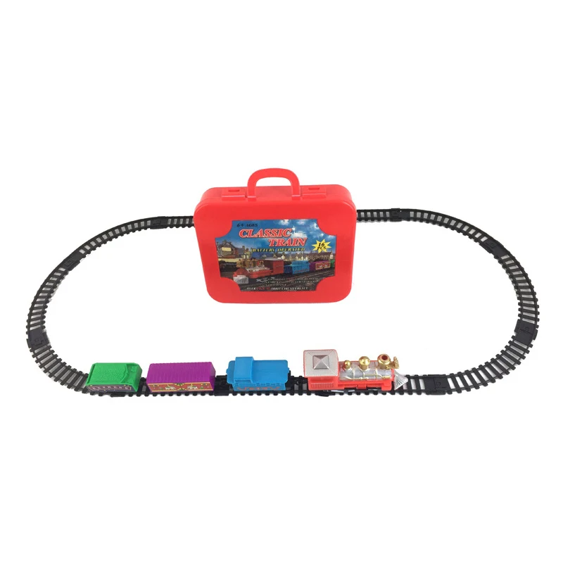 EPTPromotional toys portable battery-operated classic train with tracks electric railway car set with light and music (3 colors)