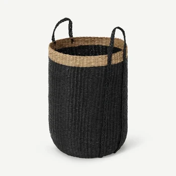 Vintage style Natural Seagrass Laundry Basket, woven material water hyacinth baskets for clothes handmade in Viet Nam