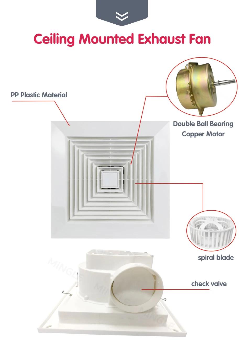 Ventilation Ceiling Exhaust Fan, 220V, Electric - detail 2