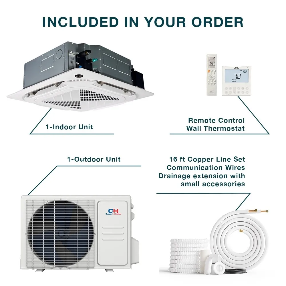 Split Air Conditioner, BTU, Ceiling, 230V, Inverter - detail 2