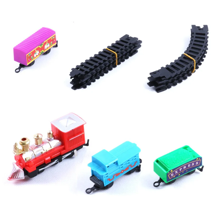 EPTPromotional toys portable battery-operated classic train with tracks electric railway car set with light and music (3 colors)