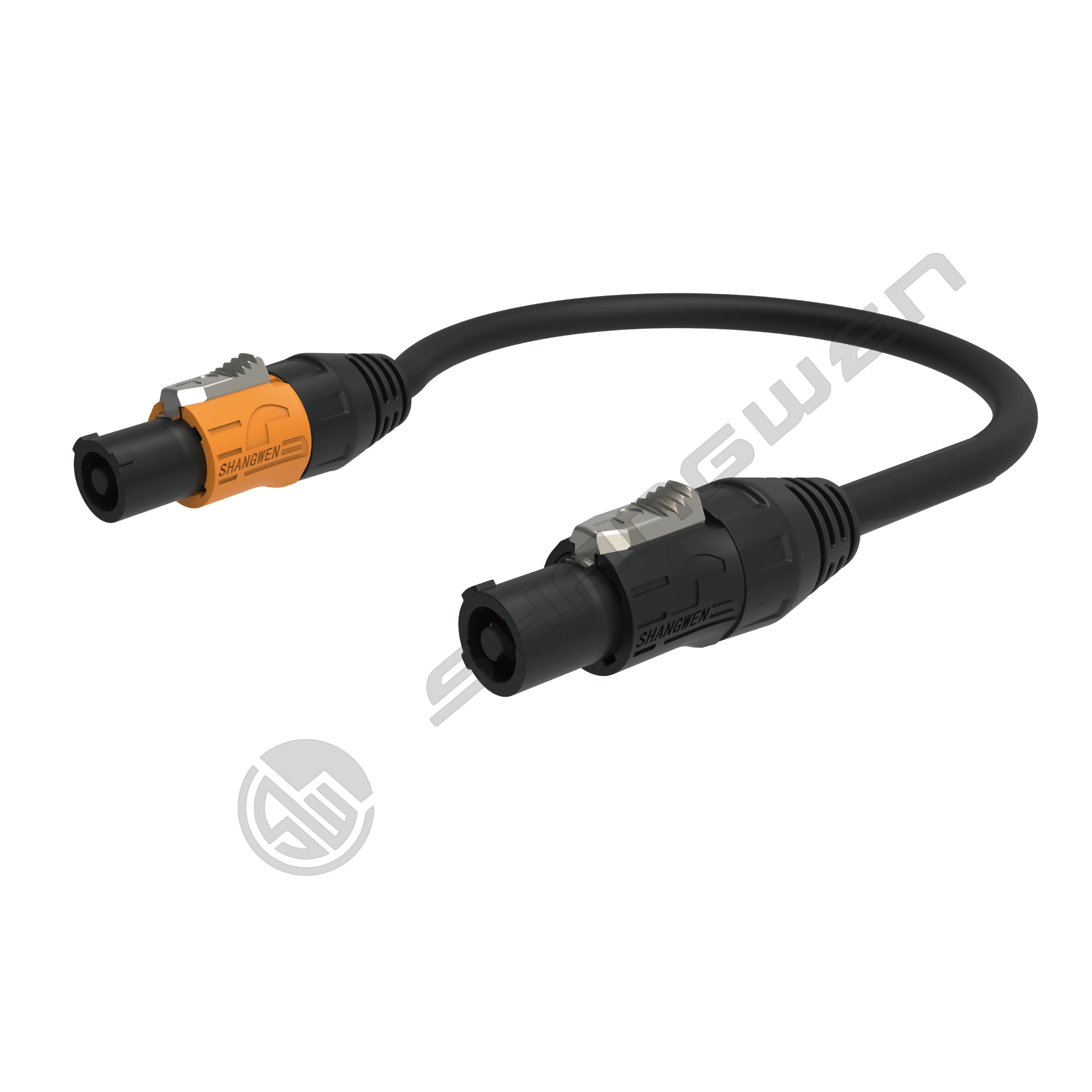 Outdoor IP65 Waterproof Powercon Connector Orange Black 3-Pole Male Plug Female Chassis Socket 20A 250V for LED Power Cable