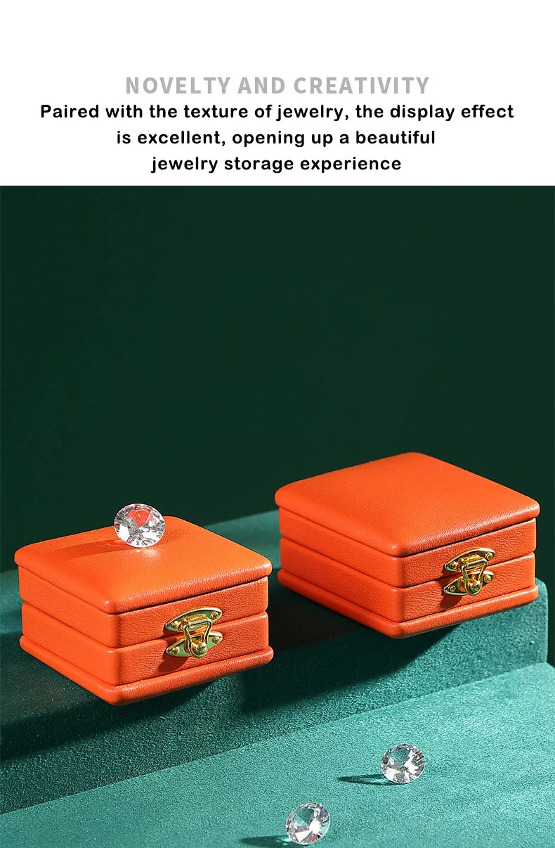 真皮新款推出宝石包装盒单石盒钻石宝石盒带锁