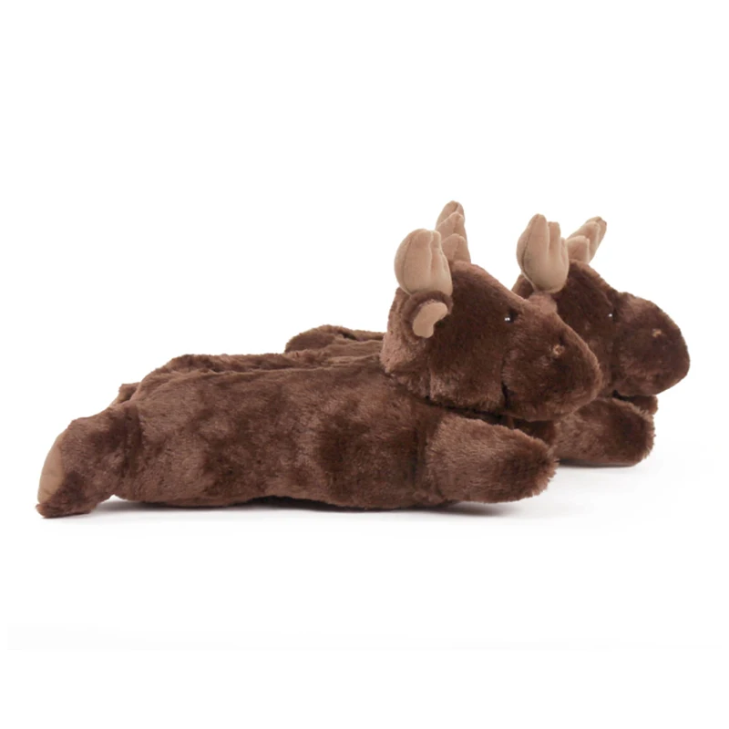 2023 new style custom stuffed animal Fuzzy Moose style home shoes winter and autumn indoor slippers