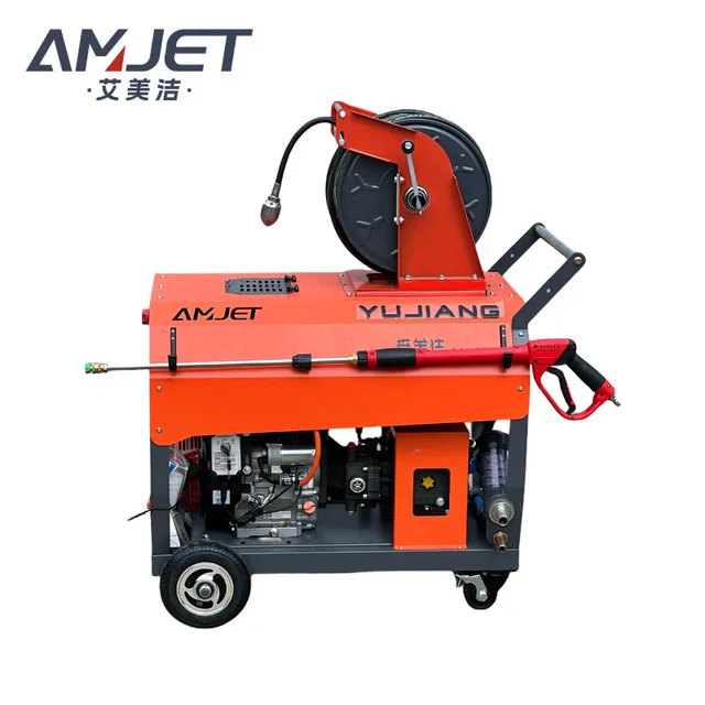 High pressure sewer cleaning machine for cleaning sewage dirt 200bar gasoline diesel engine