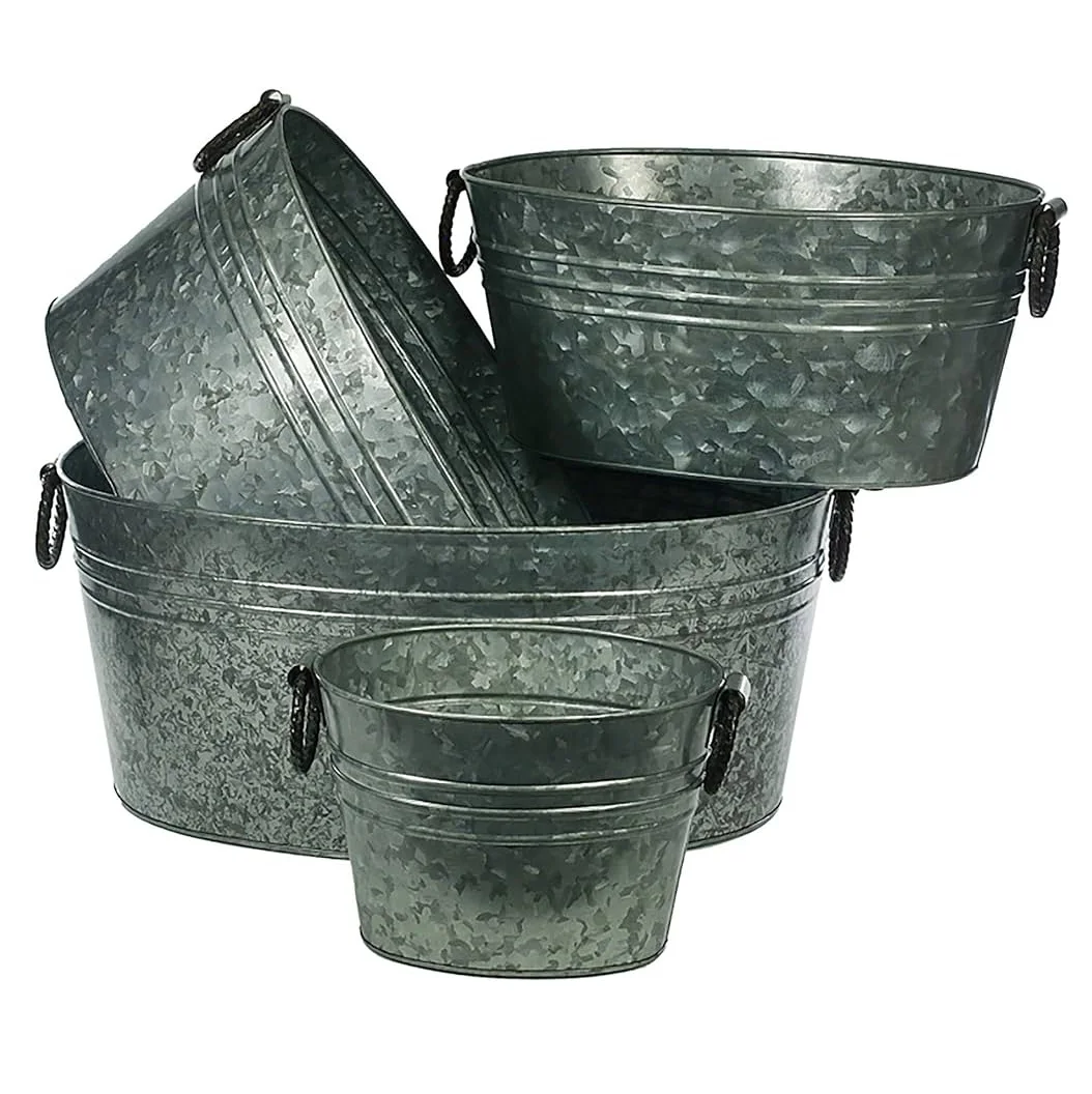 Customizable Modern And Decorative Galvanized Metal With Planter With