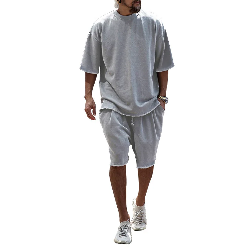 Wholesale Cotton Twin Set Shorts and T Shirt Set With Your Own Design for men