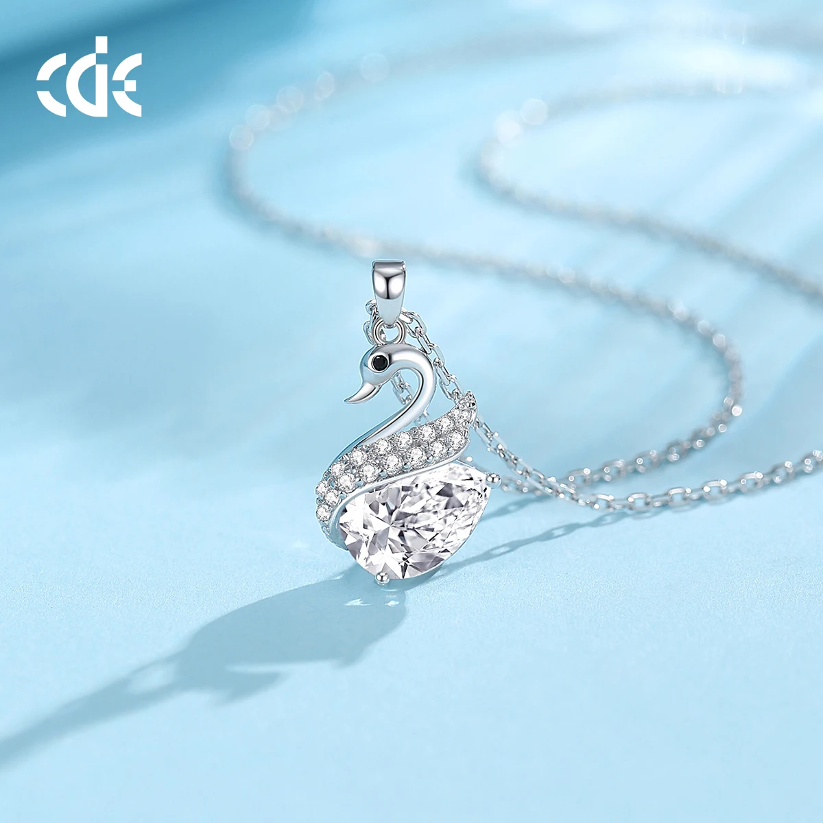CDE WYN21 Crafted 925 Sterling Silver Necklaces Wholesale Zircon Bulk Fine Jewelry For Women Swan Pendant Necklace