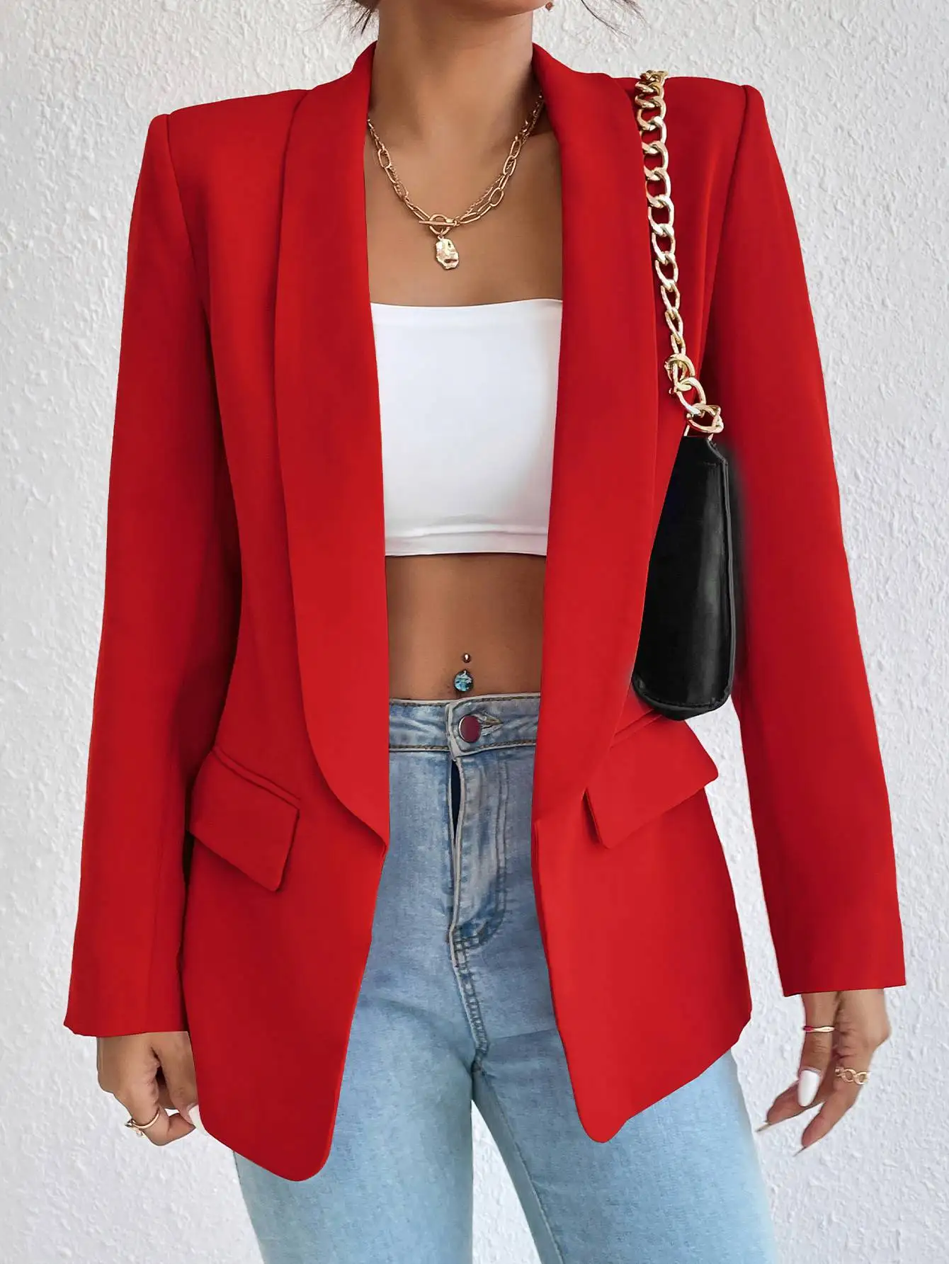 027 Basic Slim Summer Blazer Women Jacket Office Black Women's Jacket Suit 2023 Casual Coats Chic Rose Red Blazers