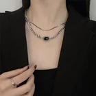 Jewelry Women Chunky Hip Hop Black Gemstone Jewelry Necklace Women Chunky Clavicle Jewelry Necklace