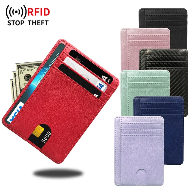 Hot Sale RFID Protection Cards Holder Wallets PU Leather Credit Cards Holders Purse Can Custom Logo Packaging