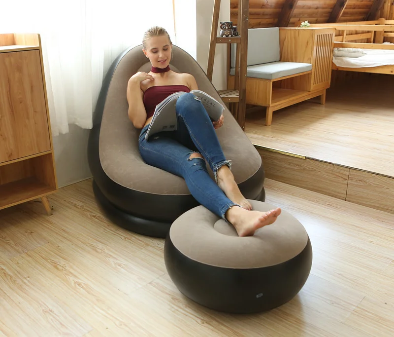 chaise relax foam filled bean bag lounge beanbag chair with footrest white sofa set furniture nap recreation lounge chair