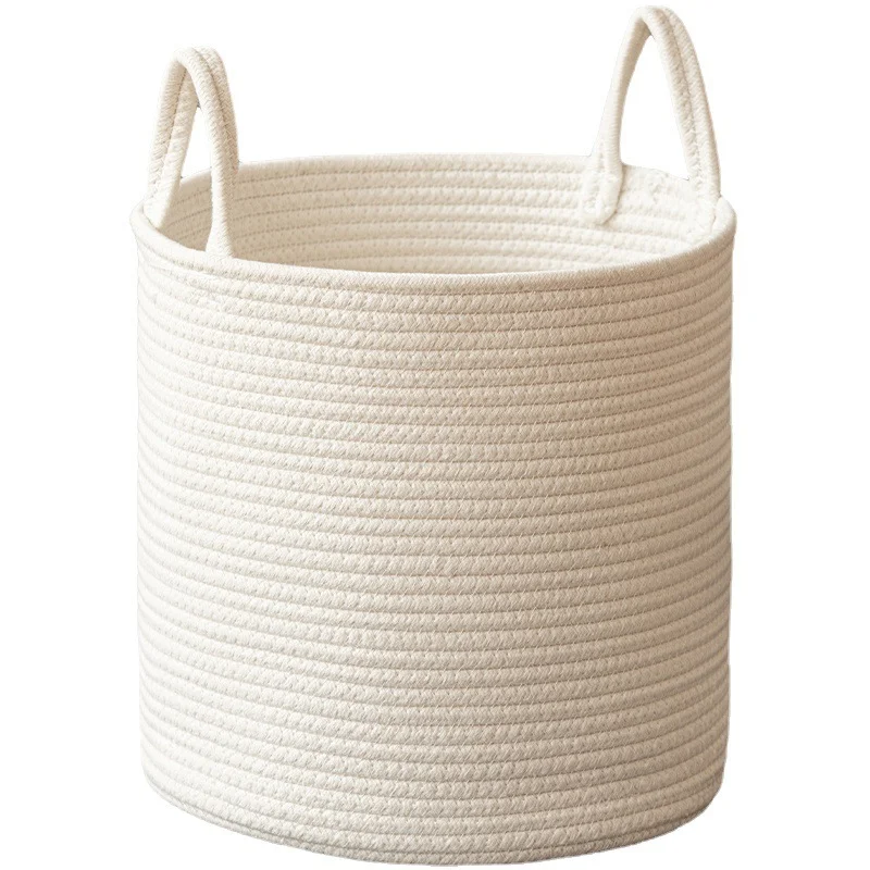 HUAYI Large Woven Cotton Rope Laundry Basket with Handles Decorative laundry Storage Basket