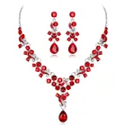 Blue Jewelry Set Shiny Exquisite Zircon Crystal Royal Blue Necklace Earring Prom Jewelry Set
