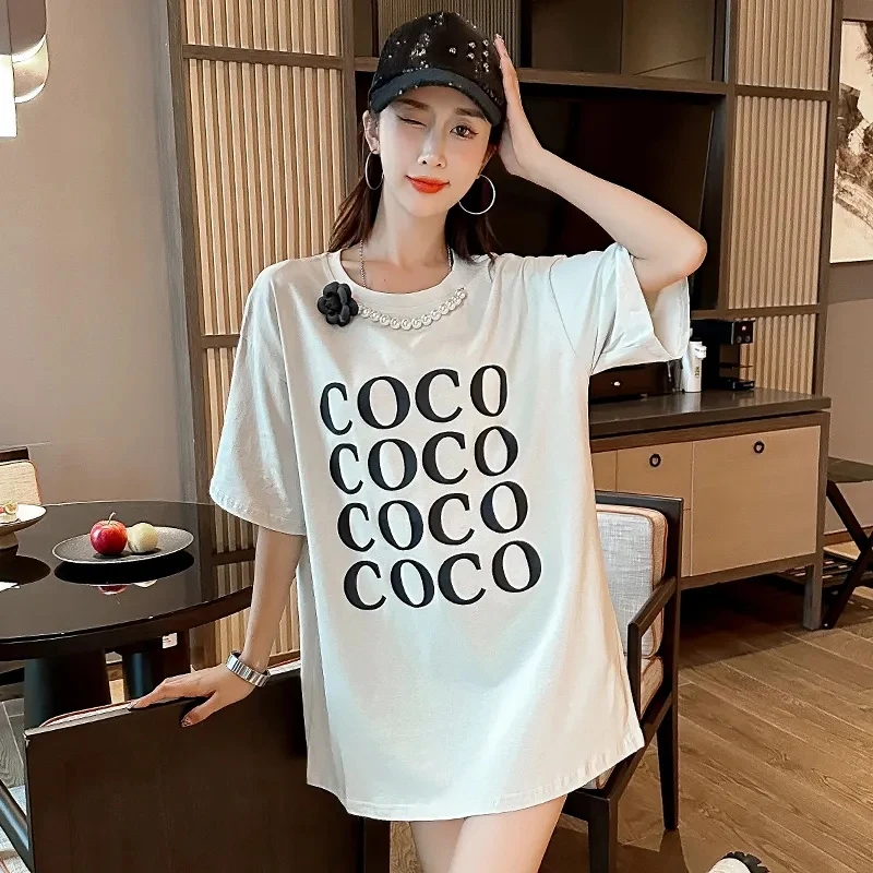 Girls Summer White Multi Color Solid Short Sleeve T-shirt 100% Cotton Women's T-Shirt Wholesale