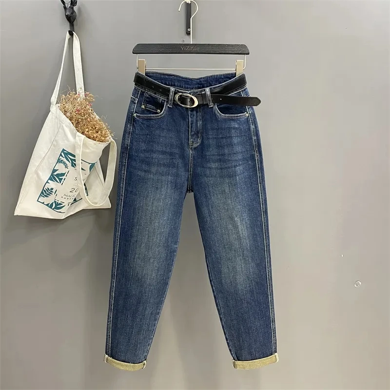 Wholesale New Fashion Women Denim Jeans Slant Waist Button Wide Leg Straight Retro Trousers Pants Street Girls Casual Jeans