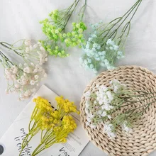 New Arrival Baby Breath Flower Artificial Latex Real Touch Baby Breath for Wedding Party Event Decor 62cm Yellow Baby Breath