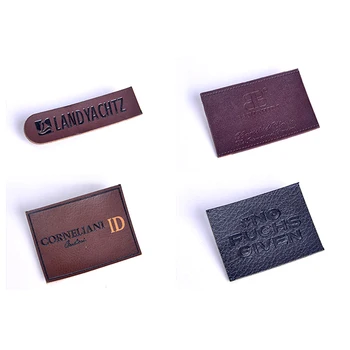 Leather label customization factory customized leather top layer two layer cowhide leather label trademark jeans label