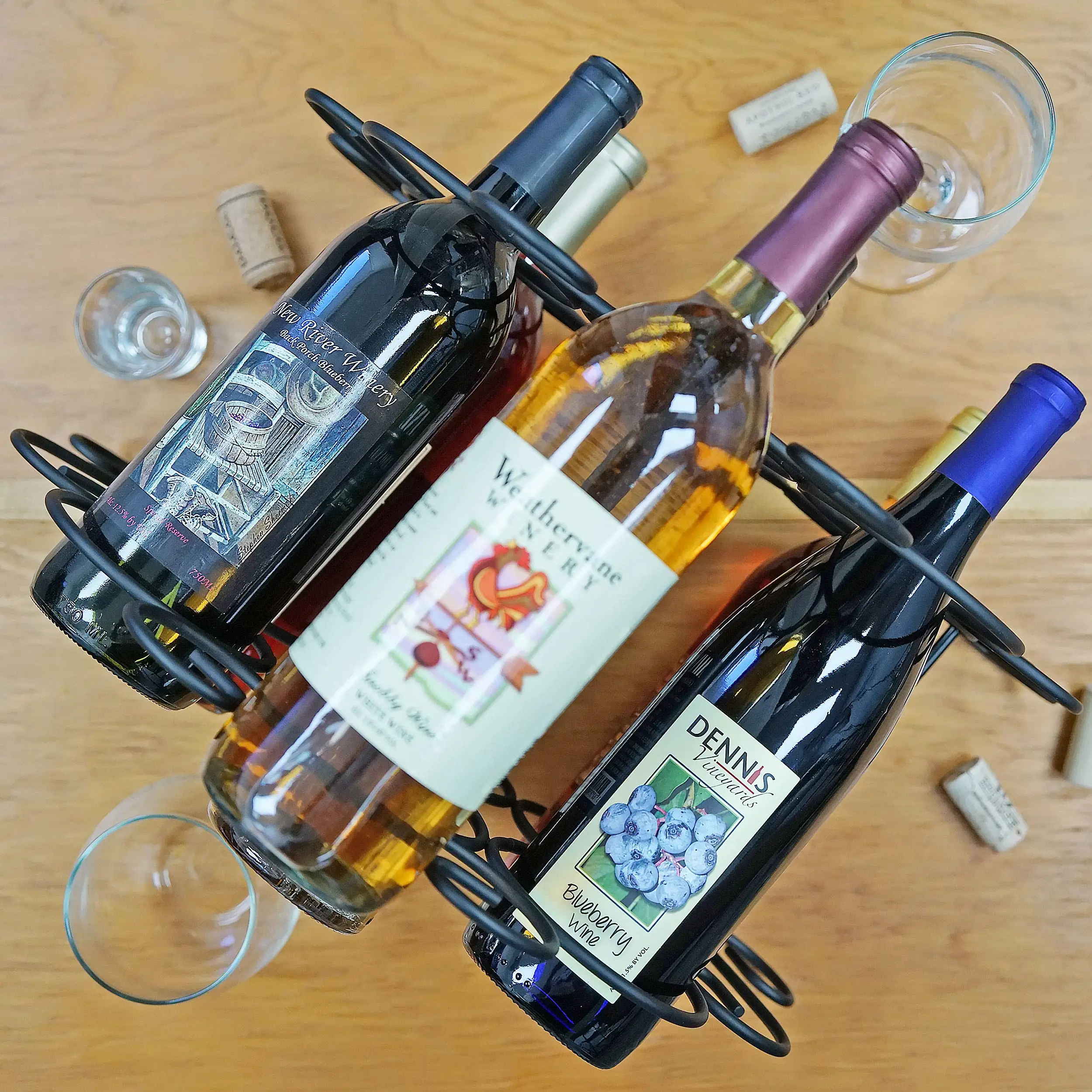 7-bottle Minuet Free Standing Wine Rack W/scroll Design For Kitchen Organization Of Wine Spirit Bottles