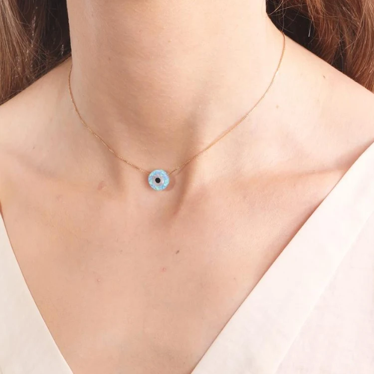 925 Sterling Silver Opal Evil Eye 