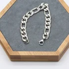Bracelet Silver Bracelet RB New Style Stainless Steel Trendy Bracelet Silver Color Flat Figaro Chain Bracelet