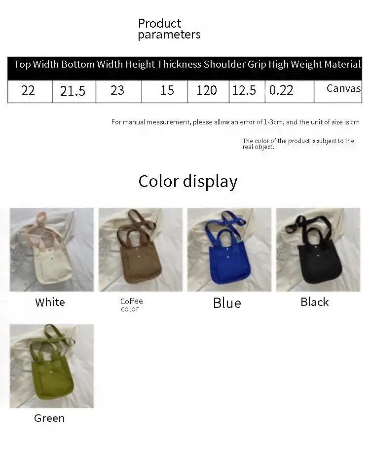 Small Canvas Bag Girls Shoulder Small Square Bag Summer Handbag Students Solid Color Casual Crossbody Bag