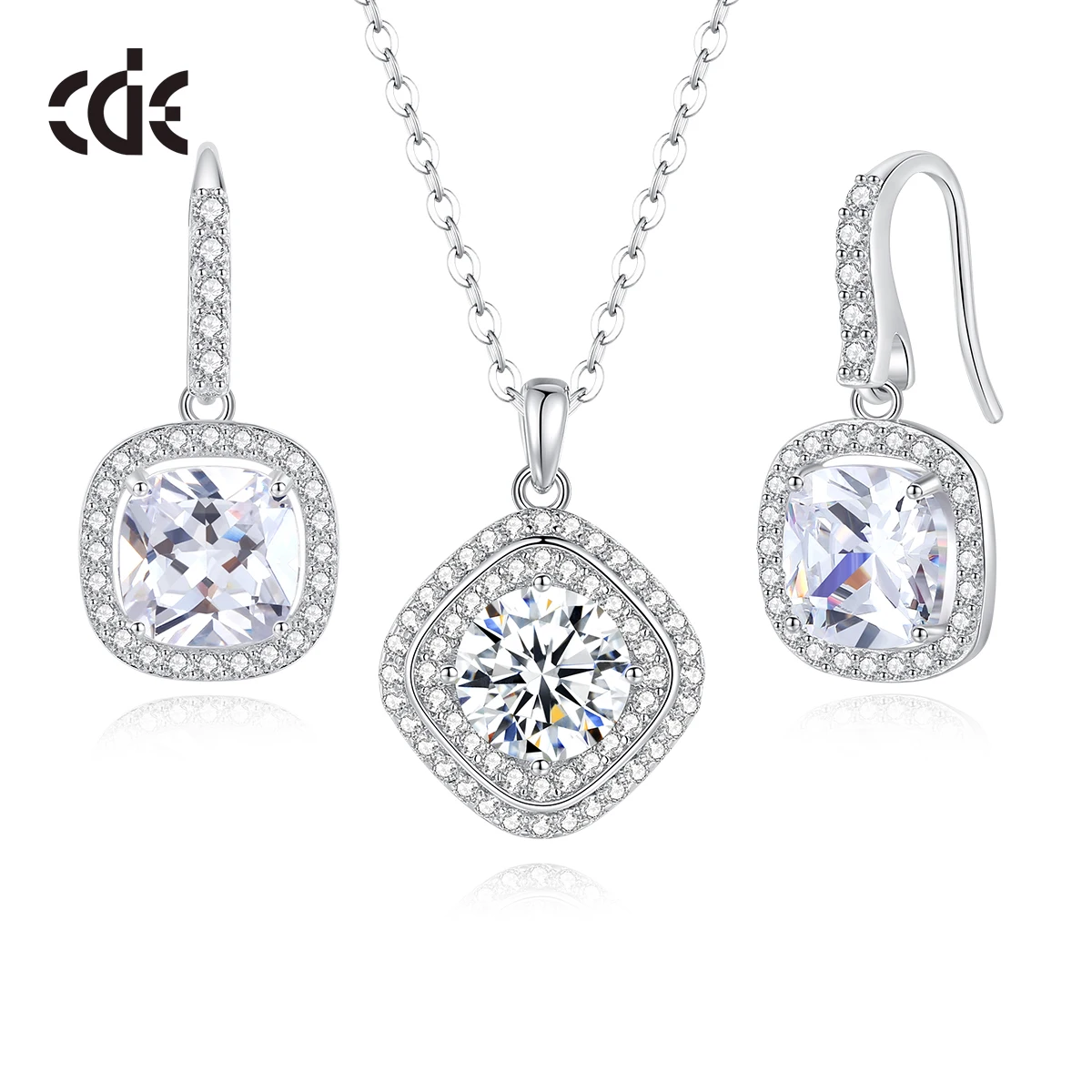 CDE CZYE024 Fine Jewelry Earring 925 Sterling Silver Rhodium Plated Zircon Earring Wholesale Bulk Women Classic Drop Earrings