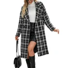 Plaid Coat Women Plaid Blazer Jacket Long Sleeve Jackets Patchwork Fleece Blazer Suit Coat With Button Pockets
