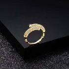 Ring Gold Diamond Paved Stone Open Ring 18K Gold Plated Bamboo Diamond Open Twist Ring For Women Men Jewelry