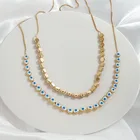 Necklaces Fashion Colorful Bohemian Gold Evil Eyes Drop Oil Layered Necklaces Gold Plated