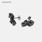 Black Gold Earrings Earrings Classic Brazilian Style Black Gold Plating Black Glass Small Stud Earrings