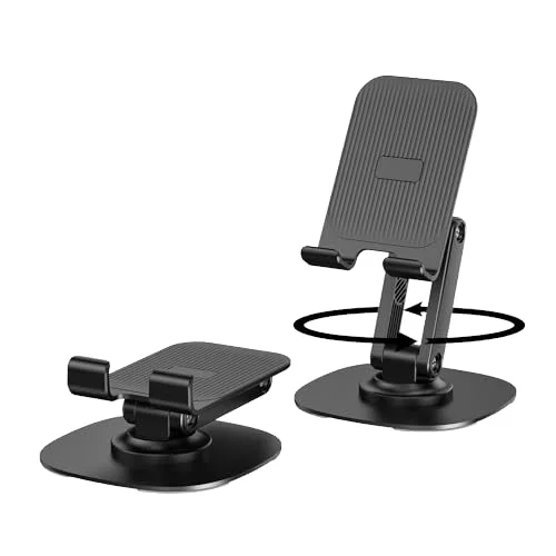 Adjustable Height Portable ABS Phone Holder with 360 Rotation Foldable Desk Stand for Indoor Mobile Use